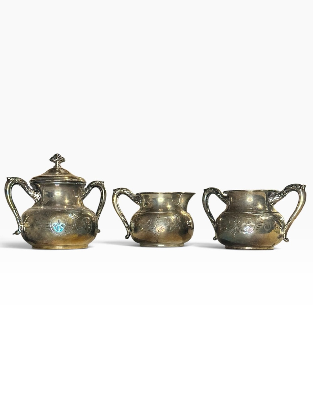 Antique Rockford Silver Plate Co Quadruple Sugar Creamer Set No 13 Victorian